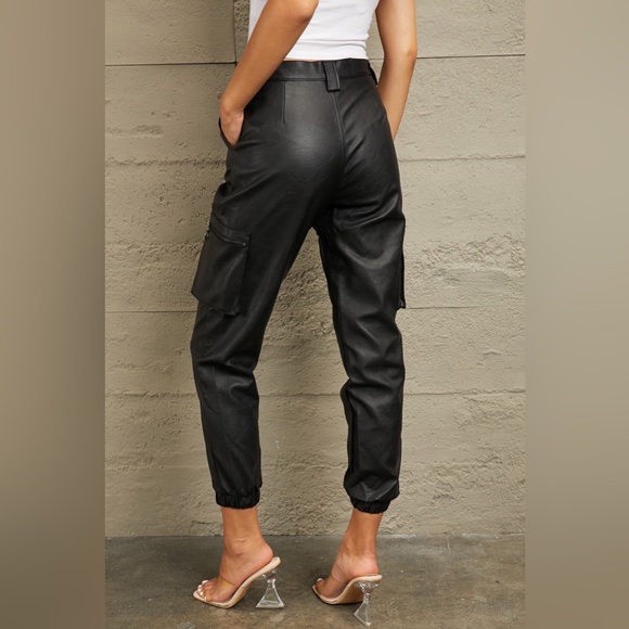 High Rise Leather Joggers - Picture 3 of 3